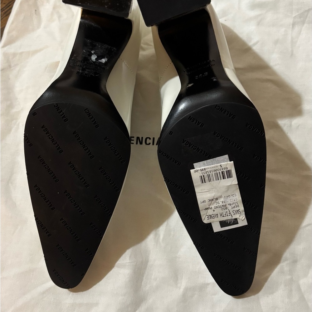 BALENCIAGA White Leather Heels 38.5 - NEW - Picture 3 of 8